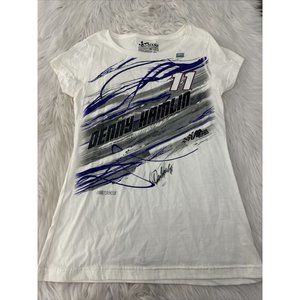 Chase Authentics Womens NASCAR Denny Hamlin Autographed T Shirt M White